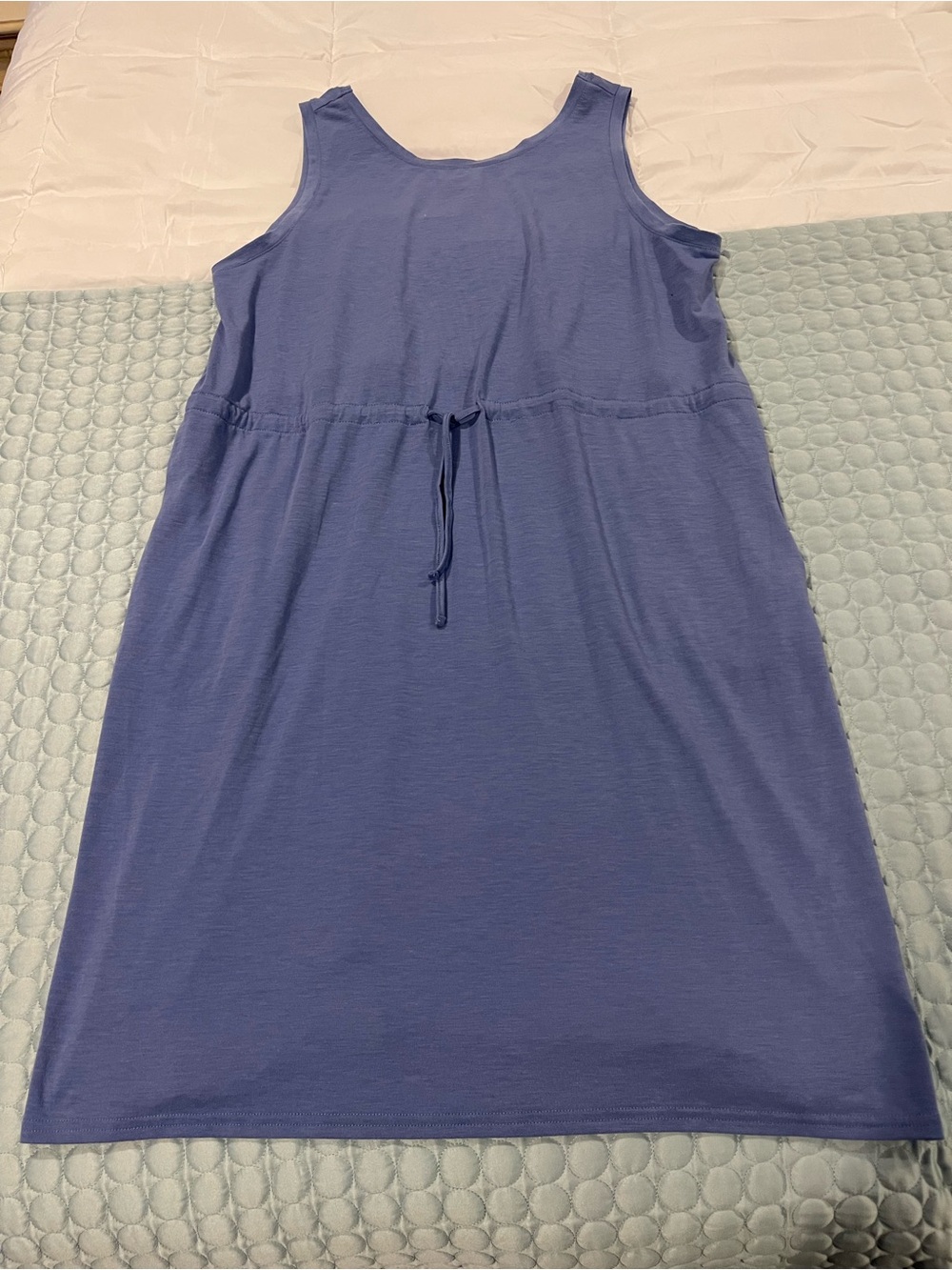 Columbia Sleeveless Drawstring Waist Tank Dress Periwinkle Blue Pockets XL